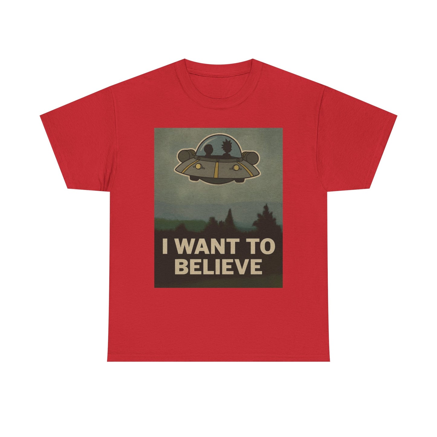 Rick and Morty “I Want to Believe” T-Shirt – X-Files Parody, Y2K Aliencore Graphic Tee