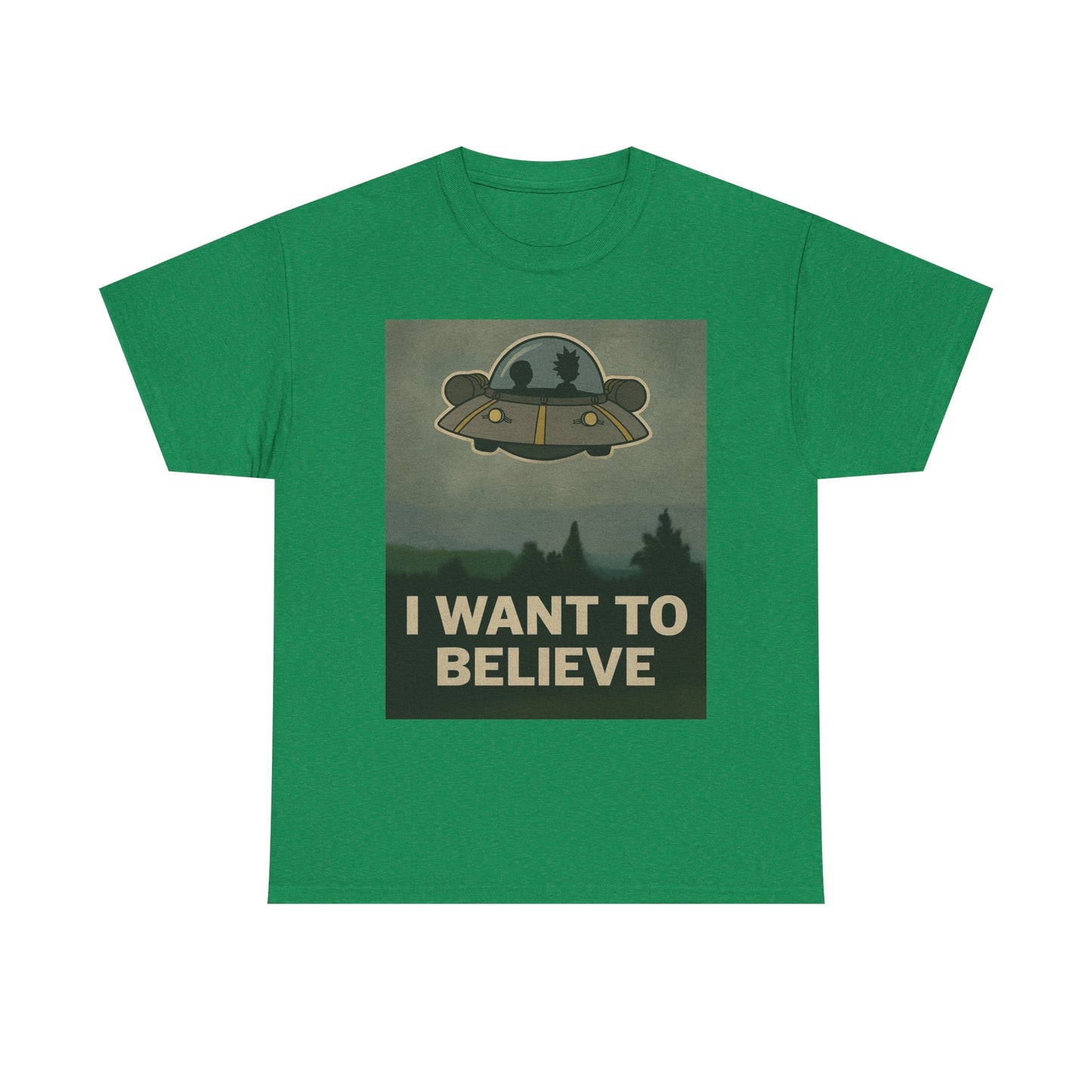 Rick and Morty “I Want to Believe” T-Shirt – X-Files Parody, Y2K Aliencore Graphic Tee
