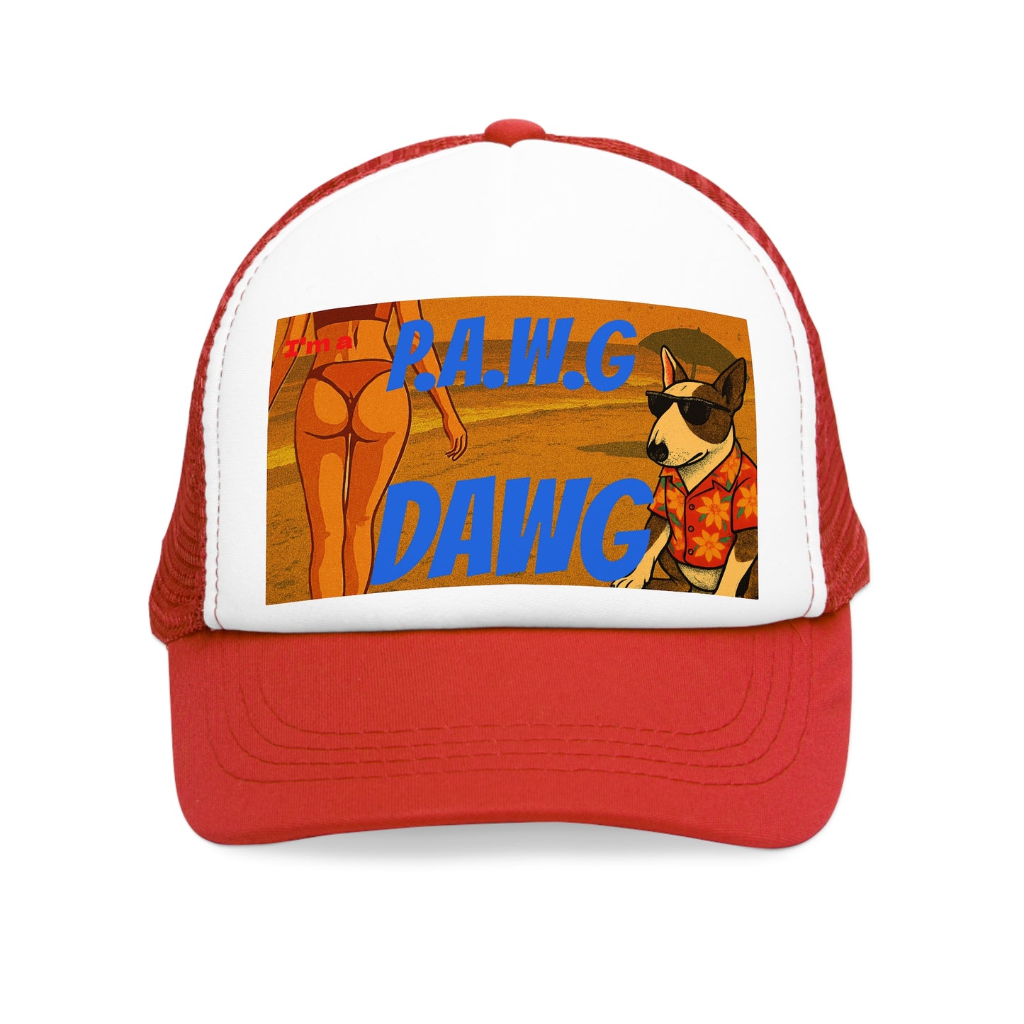 PAWG DAWG Trucker Hat – Retro 80s Beach Vibes, Funny Dog Graphic, Vintage Spring Break Style