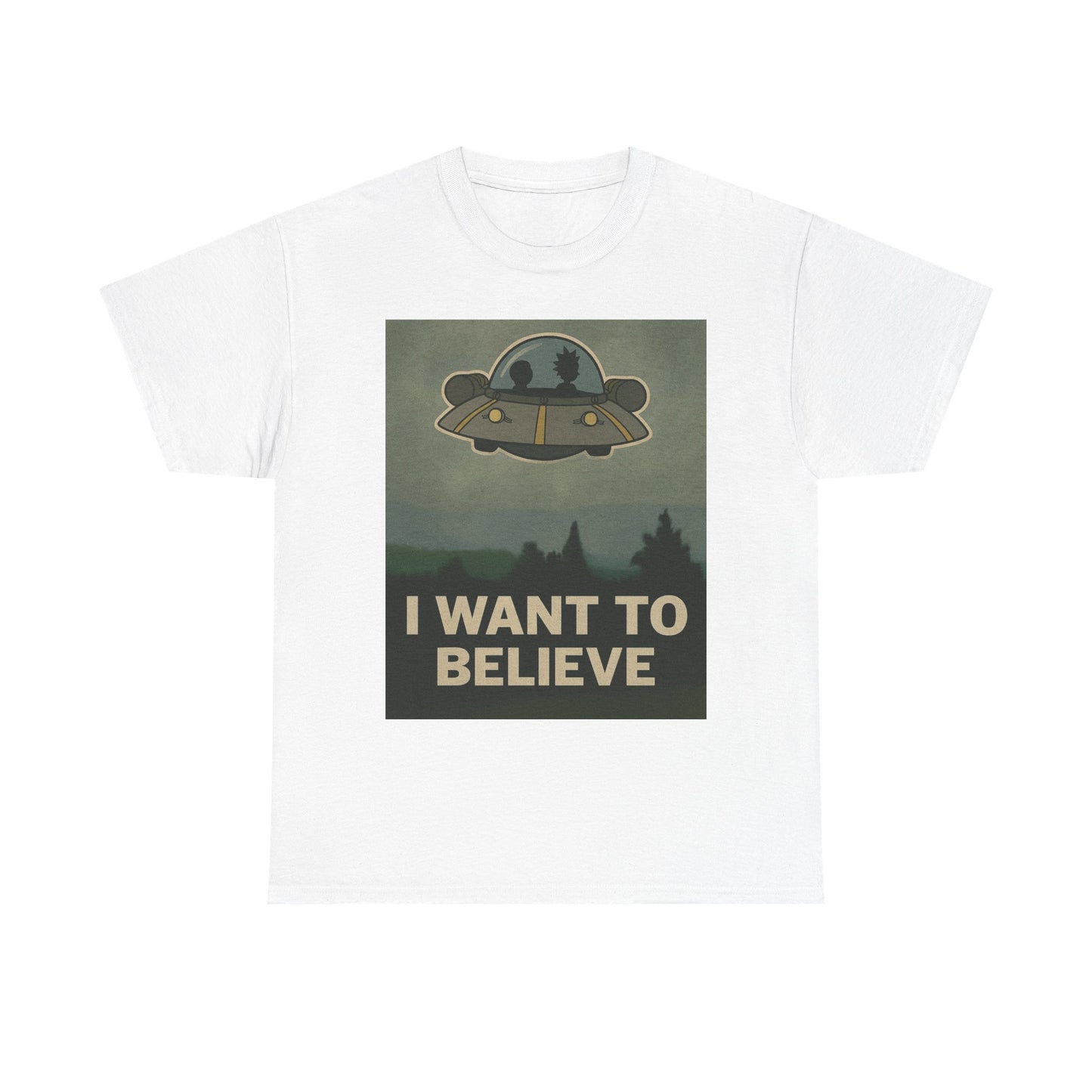 Rick and Morty “I Want to Believe” T-Shirt – X-Files Parody, Y2K Aliencore Graphic Tee