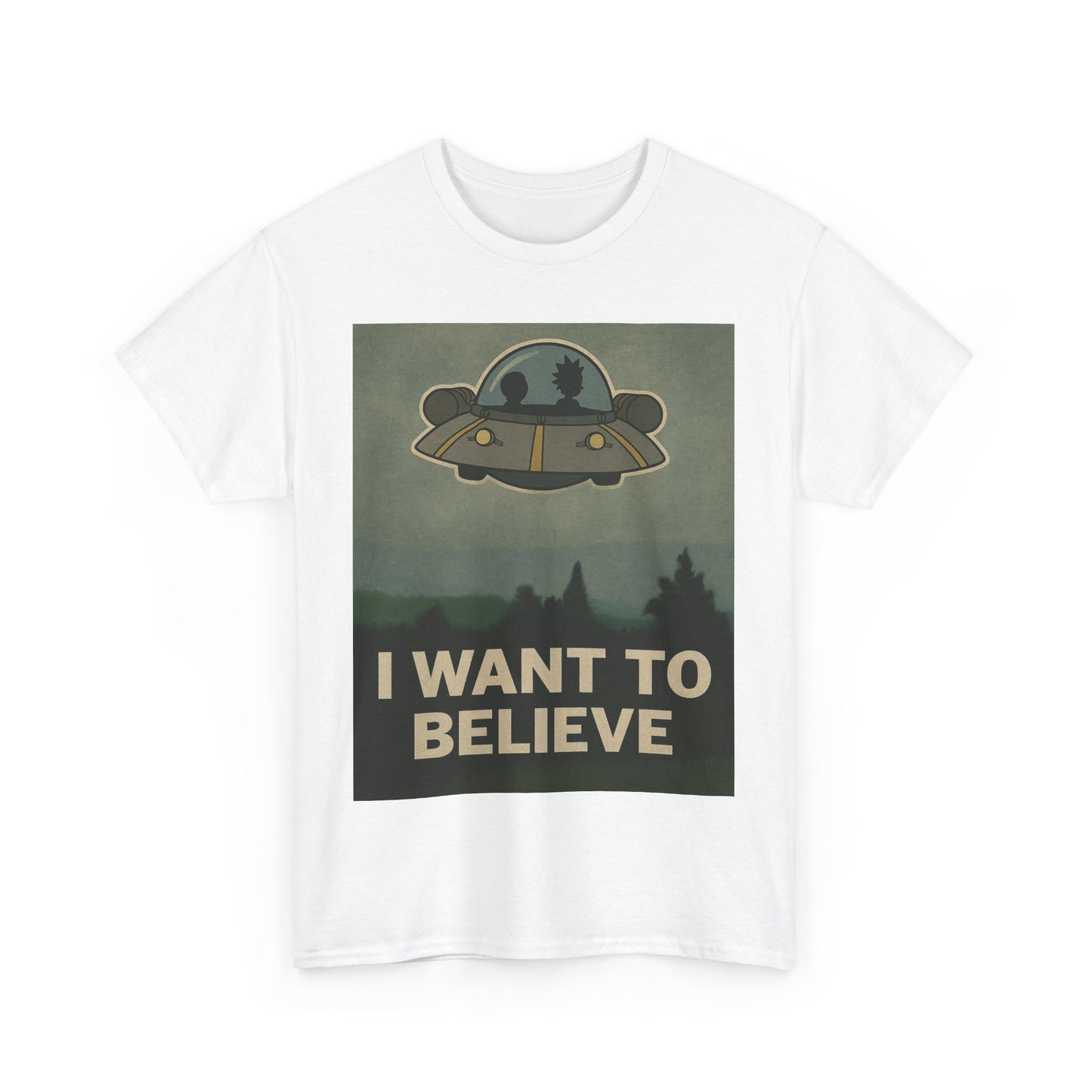 Rick and Morty “I Want to Believe” T-Shirt – X-Files Parody, Y2K Aliencore Graphic Tee