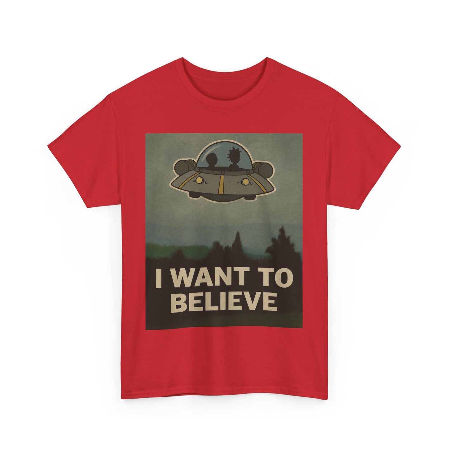Rick and Morty “I Want to Believe” T-Shirt – X-Files Parody, Y2K Aliencore Graphic Tee