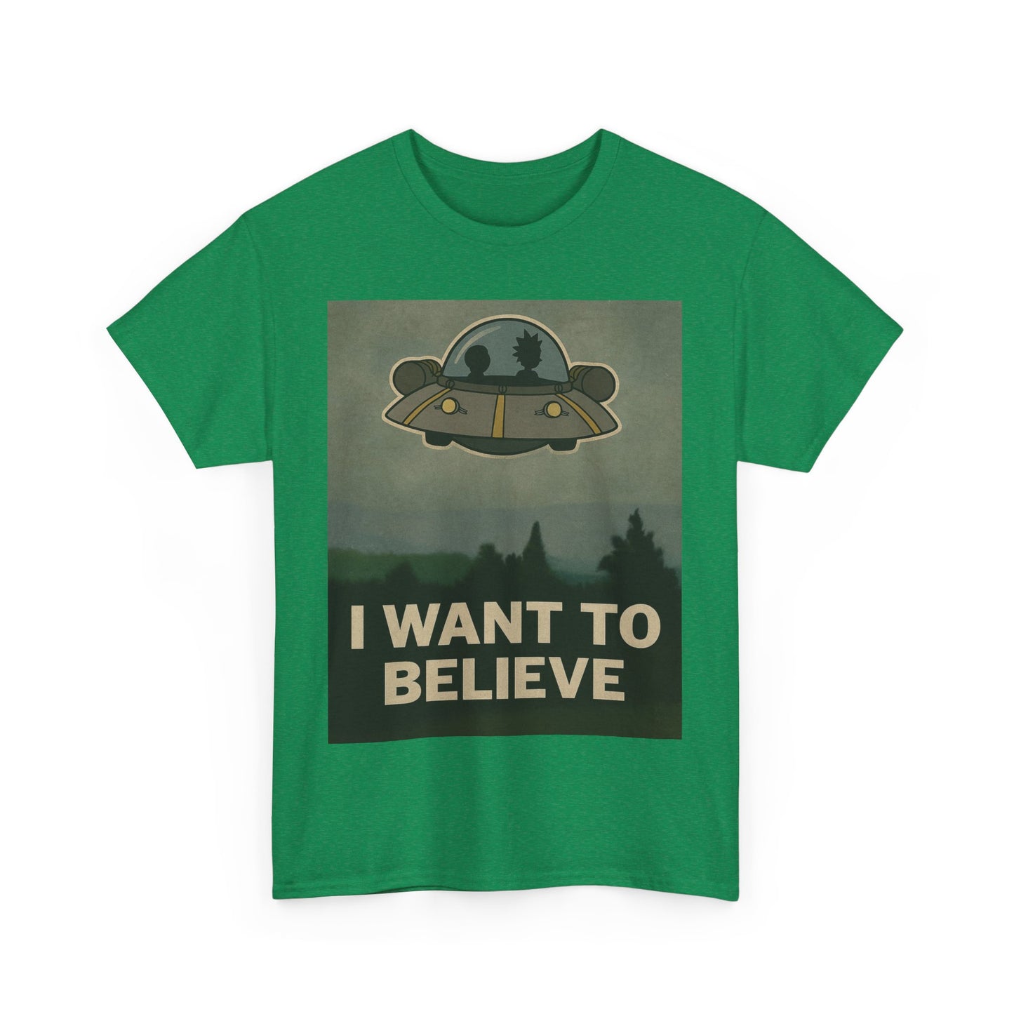 Rick and Morty “I Want to Believe” T-Shirt – X-Files Parody, Y2K Aliencore Graphic Tee
