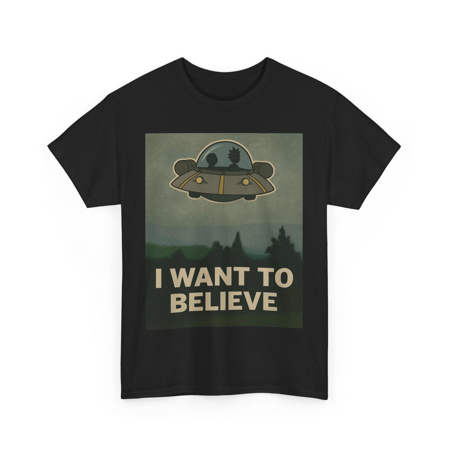 Rick and Morty “I Want to Believe” T-Shirt – X-Files Parody, Y2K Aliencore Graphic Tee