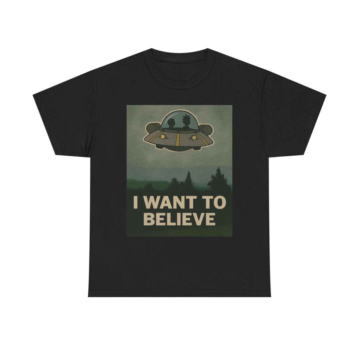 Rick and Morty “I Want to Believe” T-Shirt – X-Files Parody, Y2K Aliencore Graphic Tee
