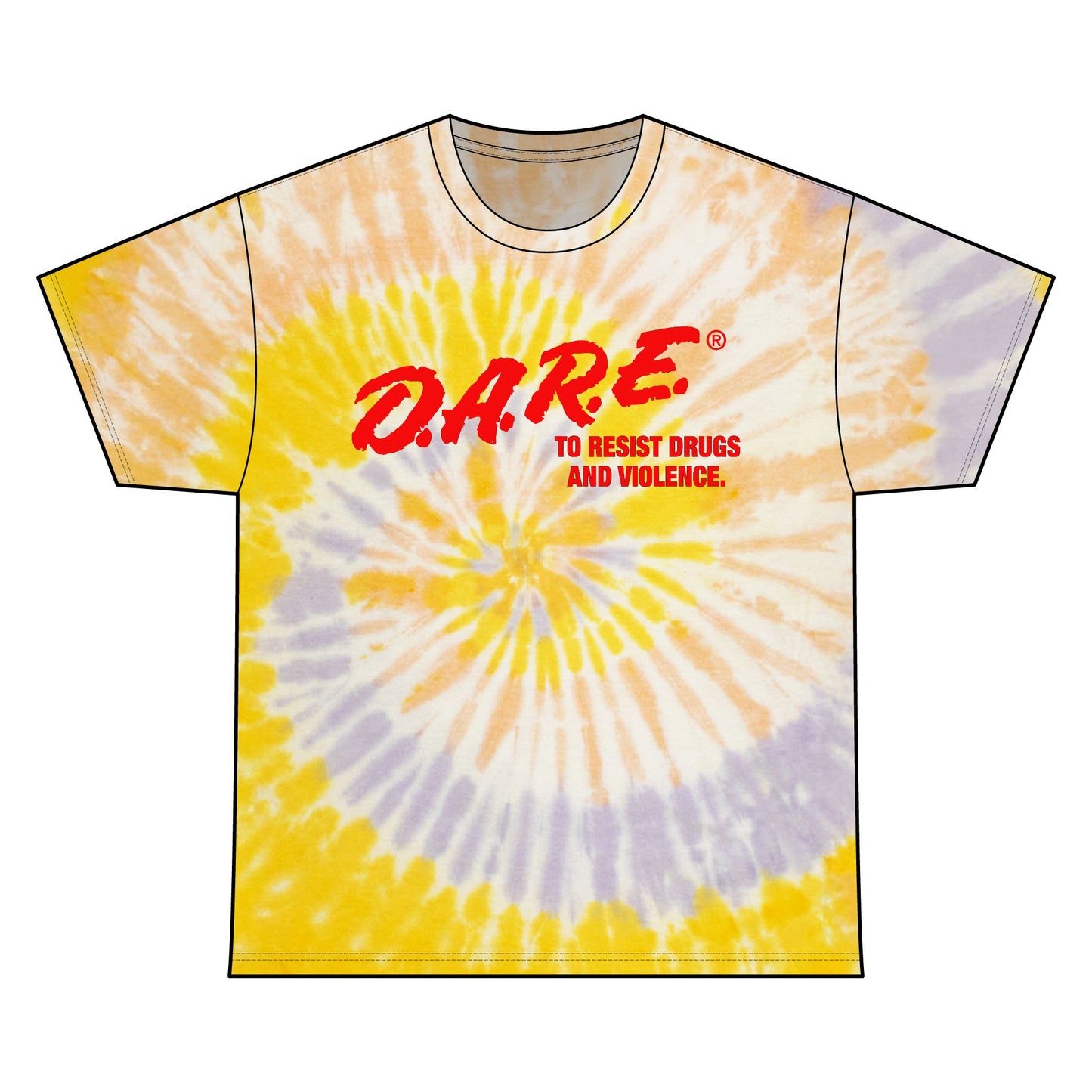 Spiral Tie-Dye Tee – D.A.R.E. Parody Shirt for Festival Wear